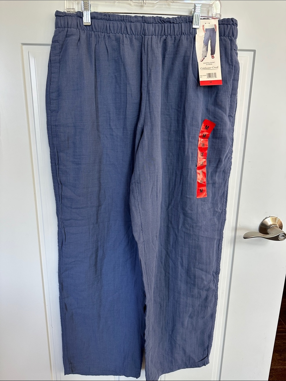 NWOT Coldwater Creek Navy Wide-Leg Pull-On Gauze Pants Medium